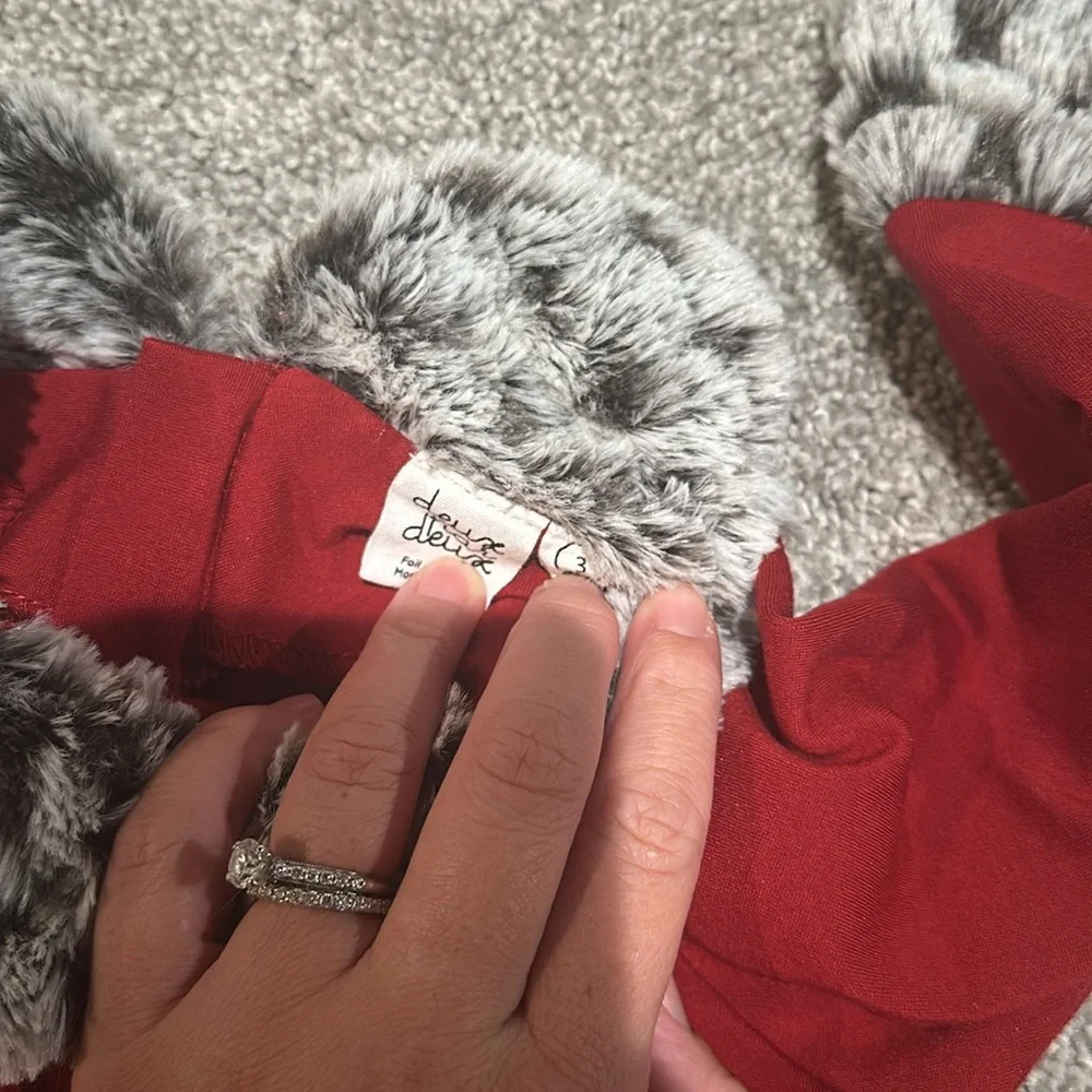 Deux par deux red faux‎ fur toddler christmas dress size 3